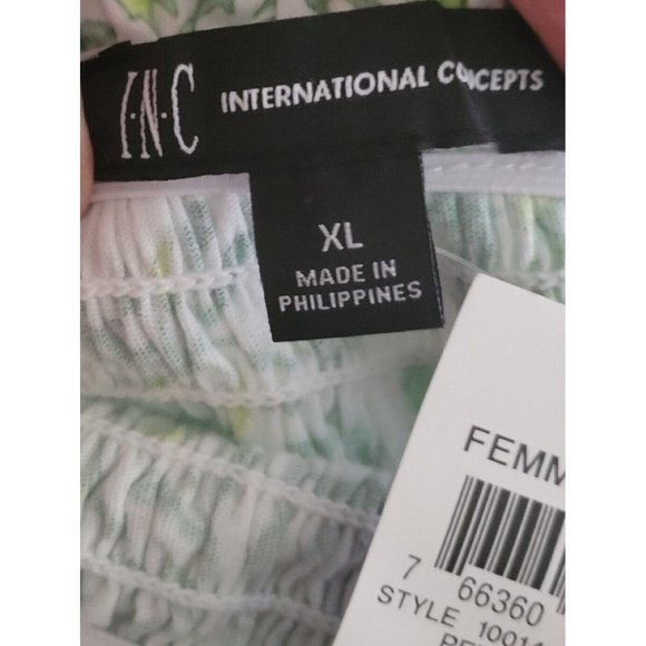 INC Green White Fitted Dress Shirred Size XL New - Picture 12 of 13